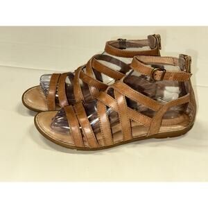 Born Giverny Flat Sandals Womens Size 8M Brown Strappy Ankle Strap Gladiator